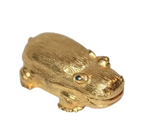 Vtg 1970's CHARLIE Solid Perfume Goldtone HIPPO By David Webb Full Revlon - Picture 1 of 8