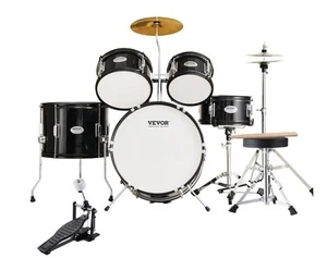 VEVOR Kids Drum Set 5-Piece 16 in Beginner Children Drum Set with Throne Black - Picture 1 of 2