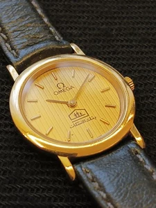 ✅ OMEGA De Ville Damas - Cuarzo - Esfera con Logotipo de Banco - Tono Dorado - Raro De Colección ✅ - Imagen 1 de 10