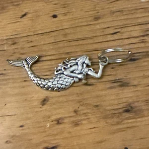 MERMAID Pewter-Tone Silver-Tone Key Chain Ring 3” - Picture 1 of 11