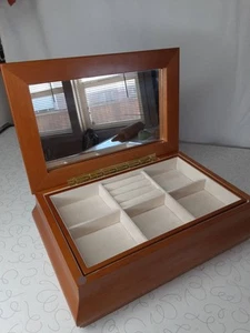 Joyero Madera Roble con Espejo Terciopelo Bandeja Anillo Soporte - Imagen 1 de 8