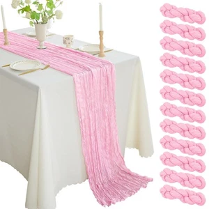 12PCS Cheesecloth Table Runner Gauze Boho Rustic Table Runner 35x120 Inch Lon... - Picture 1 of 8
