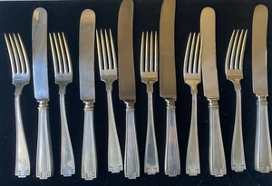 6 Fassungen Gorham etruskische Sterling Silber Tafelgabeln 264 g und Messer 355 g - Bild 1 von 6