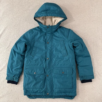 Lands End Winter Jacket Sherpa Lined Fleece Hood Green Teal Girls Medium 10/12 - Image 1 of 4