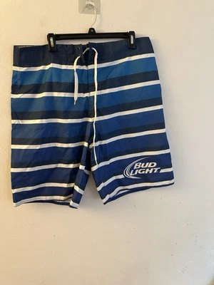 Bañador Bud Light para hombre talla 36 azul blanco a rayas Foto 1 de 4