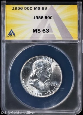 1956 50C Franklin Half Dollar ANACS MS 63 - Image 1 of 4
