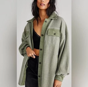 Free People Ruby Hemdjacke in Jaded Green Button Down Damen Größe Large - Bild 1 von 12