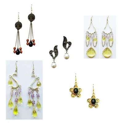 Orecchini pendenti con pietre preziose boeme in argento 925 - Gioielli per... - Immagine 1 di 3