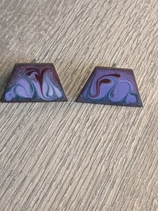 Abstrakte Kunst Kupfer Lila Blau Emaille Modernist Manschettenknöpfe 60er Hübsch - Bild 1 von 8