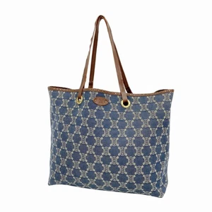 Auténtico Bolso de Mano CELINE Cartera Paris Macadam Denim Azul Marrón - Imagen 1 de 24