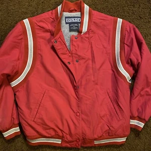 Chaqueta Bomber Lands End De Colección Años 80 90 Para Mujer’s L Polartec Forrada Rojo Gris Rayas Usada en Excelente Condición - Imagen 1 de 13