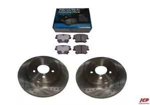 SET DRILLED & SLOTTED REAR VENTED BRAKE DISC + PADS for DODGE CHALLENGER 09-17 - Picture 1 of 4