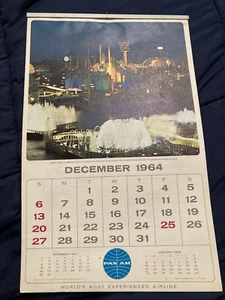 PAN AM AIRWAYS AIRLINES CALENDAR 1965 VINTAGE TRAVEL POSTER - Picture 1 of 4
