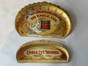 Antique Lithographed Tin Eagle Lye Works Advertising Crumb Tray and Scraper - Picture 1 of 12
