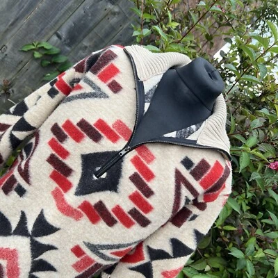 Rare ZARA Colourful Aztec Southwestern Fleece 1/2 Zip Jacket Top Jumper L - Image 1 of 4