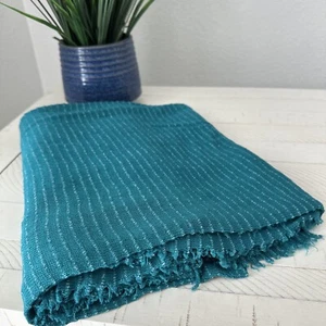 2 YARDS & 52" Wide, Tassel Teal Blue Stripped Lightweight Stretch Fabric Sewing - Picture 1 of 6