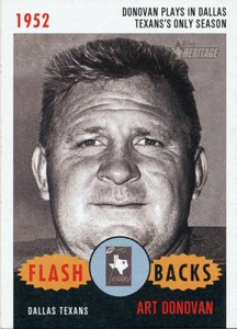 FLASHBACKS Arte Donovan INSERTO Dallas TEXANS COLTS Boston College HOF - Imagen 1 de 1