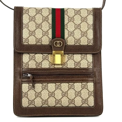 Auténtico bolso de hombro vintage GUCCI Sherry Line GG Supreme marrón PVC cuero Foto 1 de 4