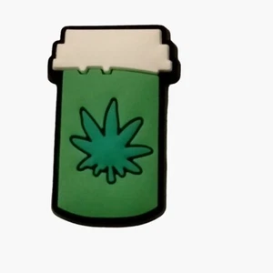 Cannabis Shoe Charm To Go Drink Green Weed Leaf Jar1 Inch Weed Themed Accessory - Picture 1 of 5