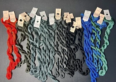 LOT OF 20 EDMAR LOLA RAYON NEEDLEWORK THREAD, JEWEL TONES WITH BLACK AND GRAY - Image 1 of 4