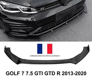 ❇️ Lame Spoiler pare-choc avant noir brillant VW GOLF 7 7.5 GTI GTD R 2013-2020