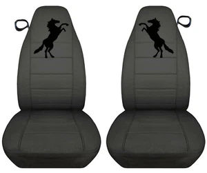 Se adapta a 94-04 Ford Mustang juego delantero algodón fundas de asiento de coche carbón con caballo negro - Imagen 1 de 7