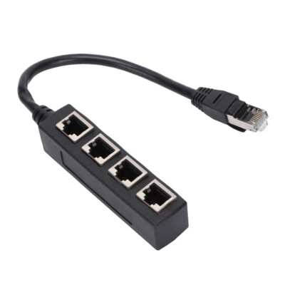 1-4 Ways Port Connector RJ45 Splitter Converter Adapter LAN Ethernet Cable Plug - Image 1 of 4