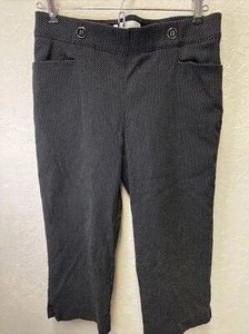 89th And Madison Capris White Polka Dots On Black Stretch Pants Women’s Small - Picture 1 of 5