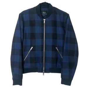 RAILS Bolton Buffalo Check Wool Bomber Jacket Blue Black Sz S - Picture 1 of 9