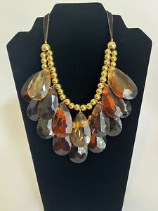 Joan Rivers Double Strand Faceted Teardrop 16" Necklace W/3" Extender Goldtone 