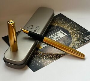 24ct Gold Plated Parker Frontier Fountain Executive Writing Pen Gift Boxed