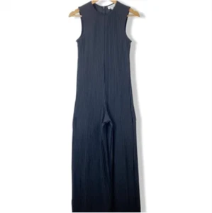 COS Sleeveless Pleated Wide Leg Jumpsuit NAVY BLUE Large - Picture 1 of 12
