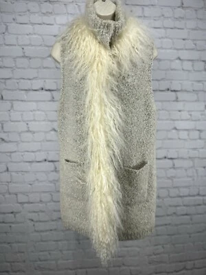 Dolce Cabo Tan Tibet Lamb Fur Wool Sleeveless High Neck Winter Vest Size Large L - Image 1 of 4