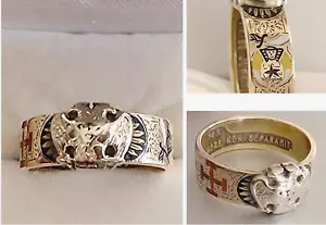 Anello Massonico Vintage Oro 14k: 32° Grado, Aquile; Design Ornato; 8,2 grammi; Taglia 9,5 - Foto 1 di 8
