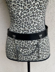 ALEXANDER McQUEEN Black Leather belt With Chain Logo Sz 80 - Picture 1 of 18