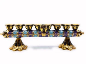 Candelieri Chanukah Menorah e Shabbat reversibili smaltati con cristalli Swarovski - Foto 1 di 4