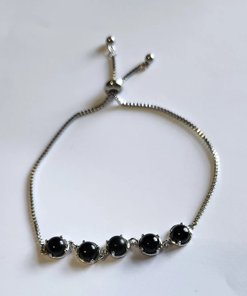 Pulsera Bolo de ónix negro - 7,5- 8,5 pulgadas Foto 1 de 1