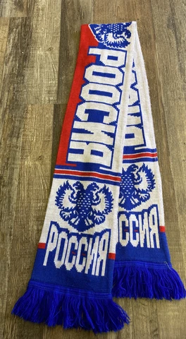 Vintage Russian Scarf Flag Russia Rossiya w/ coat of arms Fringe Cover
