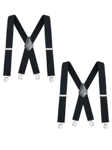 Buyless Fashion Mens 2 Pack Suspenders - 48" Adjustable Heavy Duty 2" Wide - X - Picture 1 of 77