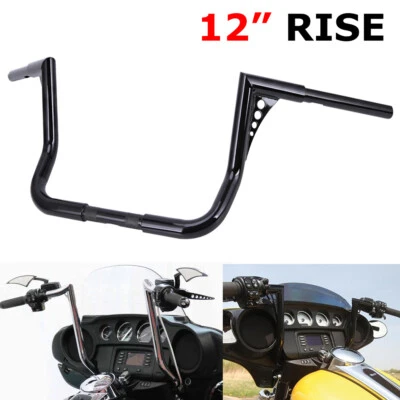 Manillar colgante de 12" Rise Ape 1-1/4" grasa para Harley Touring CVO Road King Glide Foto 1 de 4