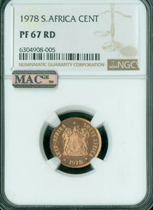 1978 SOUTH AFRICA CENT NGC PF67 RD CAMEO 2ND FINEST GRADE & MAC SPOTLESS * - Picture 1 of 2