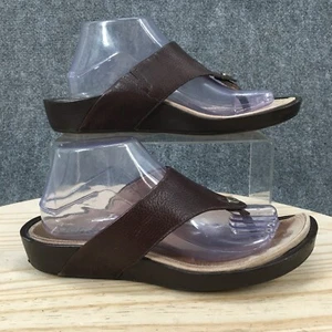 Aetrex Sandals Womens 9 Thong Brown Leather Slip On Casual Open Toe Comfort - Picture 1 of 16