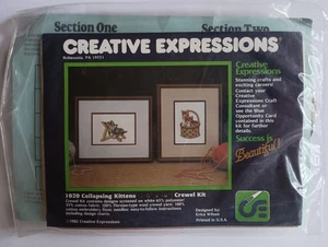 Creative Expressions Collapsing Kittens 1982 paquete de 2 kit crewel lana Erica Wilson - Imagen 1 de 8