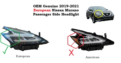 26010-9UF5C OEM Euro Passenger Right Side LED Headlight 2019-2021 Nissan Murano - Image 1 of 4