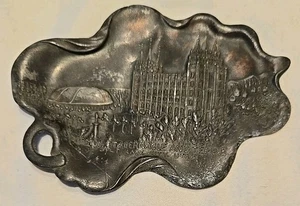 Bandeja de baratija de metal conmemorativa del tabernáculo y templo mormón de colección - Imagen 1 de 2