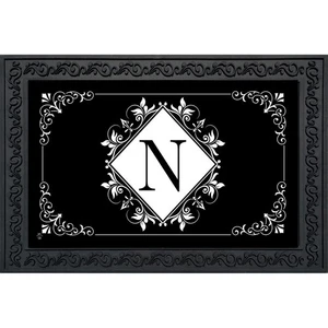 Briarwood Lane schwarz-weiß Monogramm N Fußmatte - Bild 1 von 3