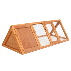 NEW! Wooden Outdoor Triangle Rabbit Guinea Pig Pet Hutch Run Cage - Picture 1 of 10