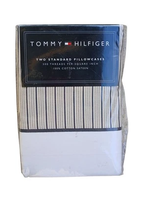 Tommy Hilfiger 2 Two Standard Pillowcases Lyndhurst Ivory 100% Cotton Sateen - Image 1 of 3