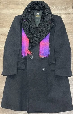 Abrigo HART SCHAFFNER & MARX cuello de piel de oveja gris oscuro lana DB 42S de colección Foto 1 de 4