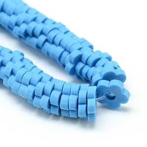 373 piezas, 4~6x4~6x1~1,5 mm, hebras de cuentas de arcilla polimérica, flor, azul Dodger, - Imagen 1 de 8
